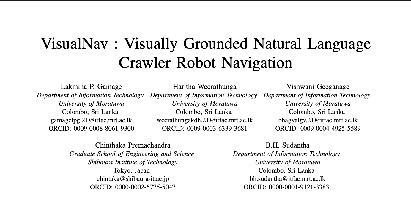 VisualNav : Visually Grounded Natural Language Crawler Robot Navigation screenshot